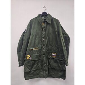 Vintage 70's Swedish Army M50 Parka Coat No Liner Green Bay Packers Patches